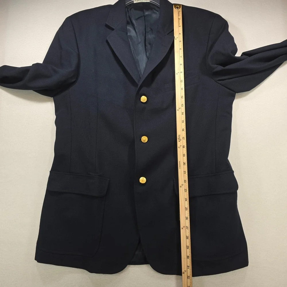 Orvis Mens Navy Blue Blazer Gold Buttons 3 Button 42L Tailored USA Made